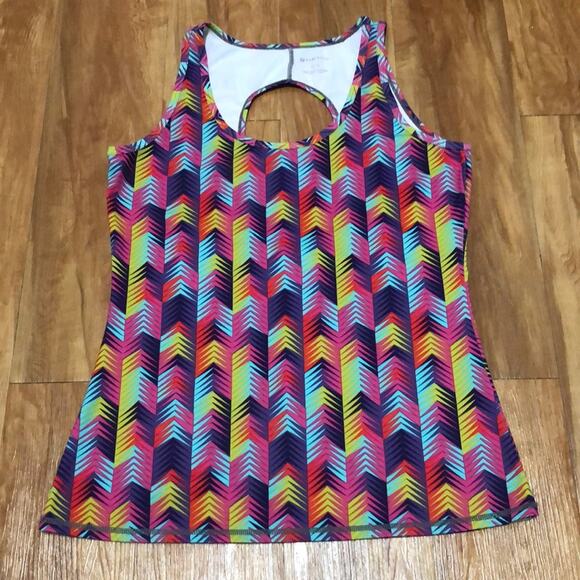 Fabletics Multi Color Arrow Low Cut Back Key Hole Tank Top Size Medium / 8 - Picture 1 of 6